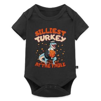 La dinde T-Rex la plus stupide de Thanksgiving à table - Body à manches courtes Premium Bébé - noir - Devant