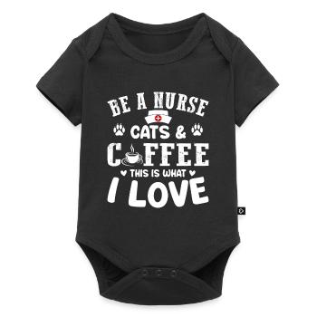 Nurse Nursing - Be A Nurse Cats & Coffee This Is W - Baby Premium short-sleeve bodysuit - black - Front