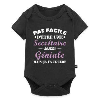 Secrétaire géniale cadeau drôle secrétaire - Body à manches courtes Premium Bébé - noir - Devant
