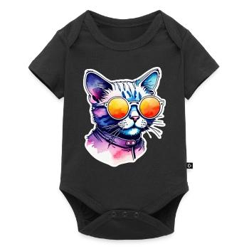 chat ou chaton - mignon - lunette de soleil - Body à manches courtes Premium Bébé - noir - Devant