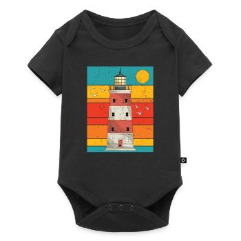 Rétro pleine lune mer cadeau phare - Body à manches courtes Premium Bébé - noir - Devant