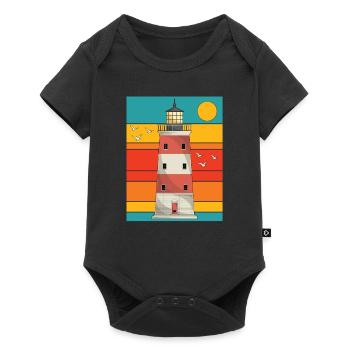 Ocean Full Moon Gift Retro Lighthouse - Baby Premium short-sleeve bodysuit - black - Front
