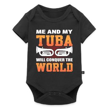 Moi et mon tuba allons conquérir le joueur de tuba mondial - Body à manches courtes Premium Bébé - noir - Devant