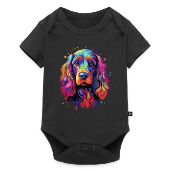 Aquarelle coloré anglais Cocker Spaniel - Body à manches courtes Premium Bébé - noir - Devant