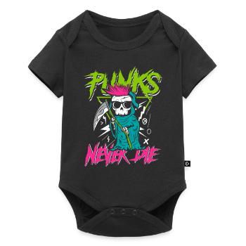 Punks never die | anti establishment skull - Baby Premium short-sleeve bodysuit - black - Front