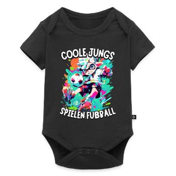 Coole Jungs spielen Fußball für Jungen Fußballer - Baby Premium Kurzarmbody - Schwarz - Vorne