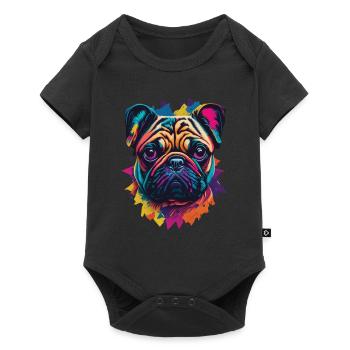 Popart Pug Dog Aesthetic Dog Illustration - Baby Premium short-sleeve bodysuit - black - Front