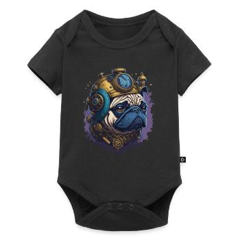 Aesthetic Steampunk Pug Dog Dog Lover - Baby Premium short-sleeve bodysuit - black - Front