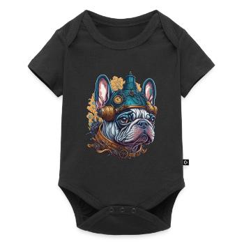 Bouledogue Français dans le Style Steampunk - Body à manches courtes Premium Bébé - noir - Devant