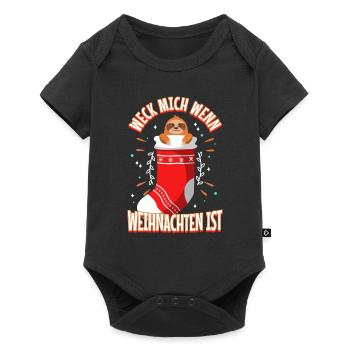 Weck mich auf wenn es Weihnachten ist - Baby Premium Kurzarmbody - Schwarz - Vorne