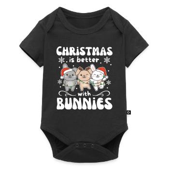 Noël, c’est mieux avec des lapins - Body à manches courtes Premium Bébé - noir - Devant
