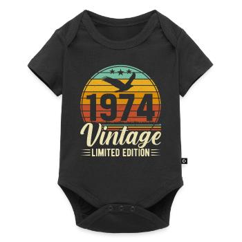 50e anniversaire 1974 Chemise - Body à manches courtes Premium Bébé - noir - Devant