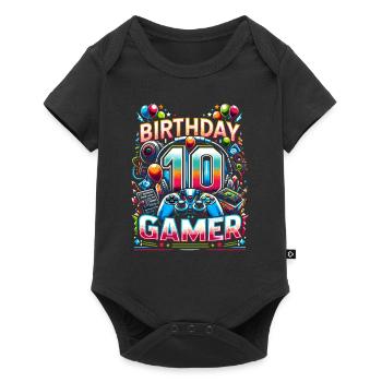 10th Birthday for Gamers - Baby Premium short-sleeve bodysuit - black - Front