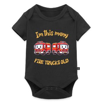 Camion de pompiers mignon - Je suis autant de camions de pompiers vieux - Body à manches courtes Premium Bébé - noir - Devant
