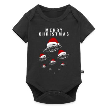 Joyeux Noël UFO Père Noël chapeau Fun - Body à manches courtes Premium Bébé - noir - Devant