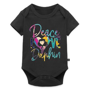 Dolphin Peace Love Dolphin - Baby Premium Kurzarmbody - Schwarz - Vorne