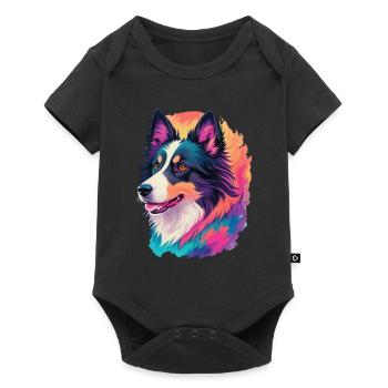 Colorful Border Collie Art Design for Dog Fans - Baby Premium short-sleeve bodysuit - black - Front