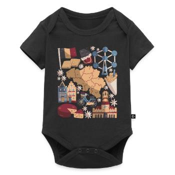Belgien - Baby Premium Kurzarmbody - Schwarz - Vorne