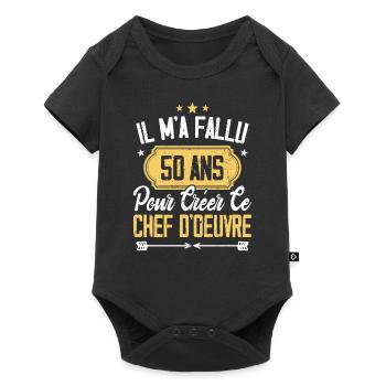 Cadeau Anniversaire 50 Ans Chef D'oeuvre Humour - Body à manches courtes Premium Bébé - noir - Devant