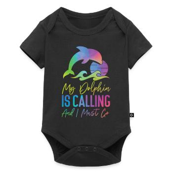 Dolphin Watercolor My Dolphin Is - Baby Premium short-sleeve bodysuit - black - Front