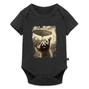 Drôle de raton laveur avec OVNI Rétro Vintage Alien - Body à manches courtes Premium Bébé - noir - Devant