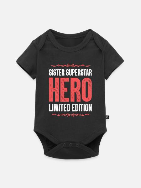 Beste Schwester Heldin Spruch - Baby Premium Kurzarmbody - Schwarz