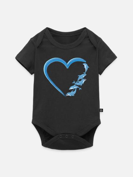 Dolphin Heart - Baby Premium Kurzarmbody - Schwarz
