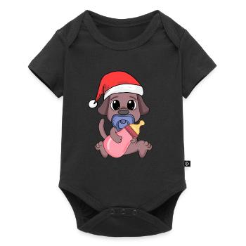 Chien Bébé Noël - Body à manches courtes Premium Bébé - noir - Devant