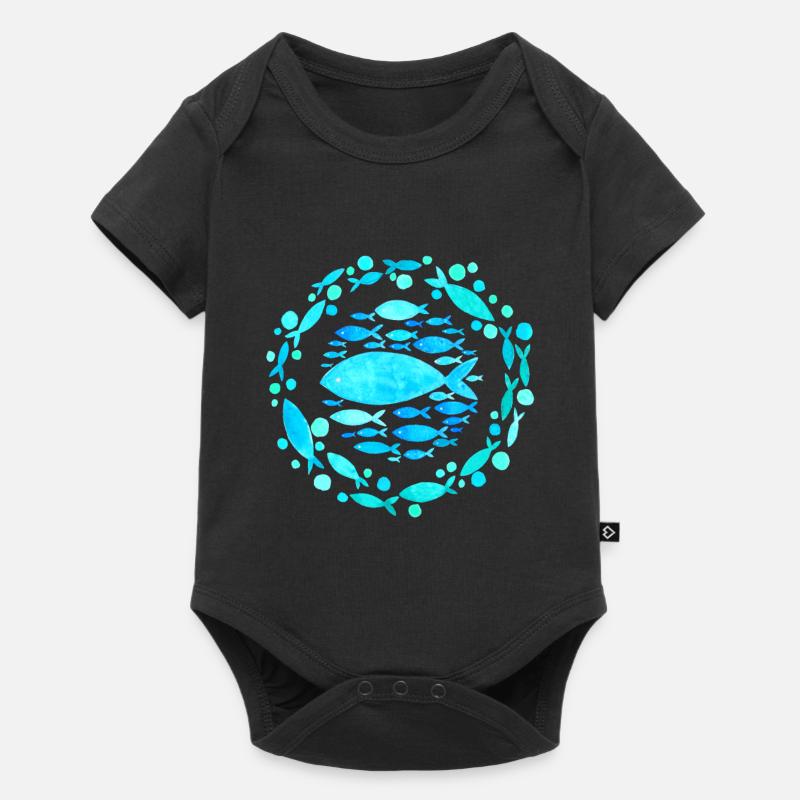 Conception de poisson, Mandala avec des poissons, Style esthétique - Body à manches courtes Premium Bébé - noir