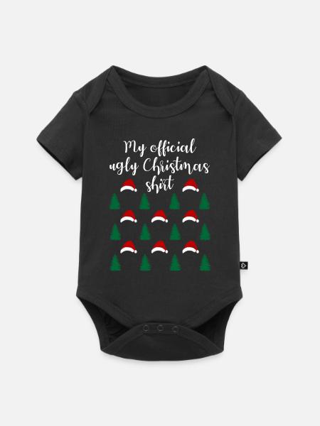 Lustiger Weihnachtswald Weihnachtsshirt - Baby Premium Kurzarmbody - Schwarz