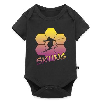 Skiing - Baby Premium Kurzarmbody - Schwarz - Vorne