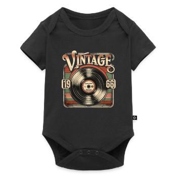 Retro Vinyl Vintage Legend 1966 Birthday - Baby Premium short-sleeve bodysuit - black - Front