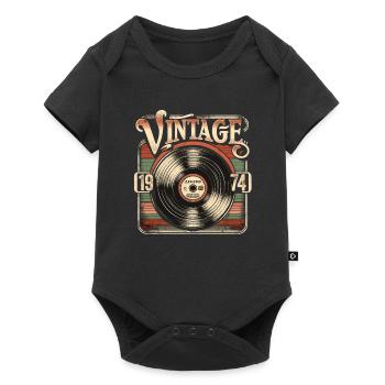 Retro Vinyl Vintage Legend 1974 Birthday - Baby Premium short-sleeve bodysuit - black - Front
