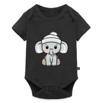Elephant Winter Animal Cute Comic - Baby Premium short-sleeve bodysuit - black - Front