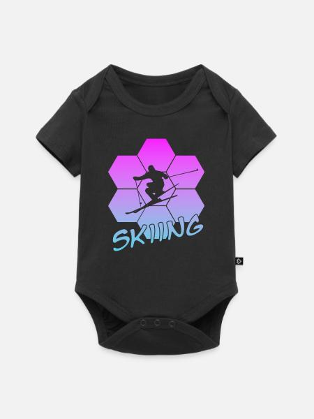 Skiing - Baby Premium Kurzarmbody - Schwarz