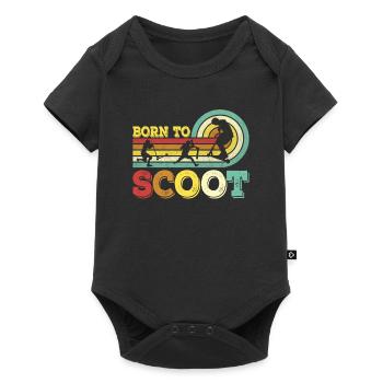 Born to Scoot Stuntscooter Trickscooter Roller - Baby Premium Kurzarmbody - Schwarz - Vorne
