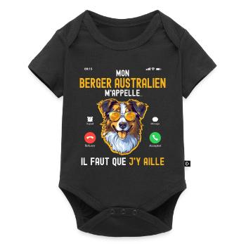 Berger Australien m'appelle Chien Humour Homme Fan - Body à manches courtes Premium Bébé - noir - Devant