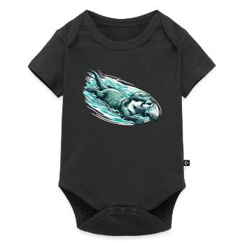 Loutre animaux mignons pour les enfants dessinant des loutres - Body à manches courtes Premium Bébé - noir - Devant