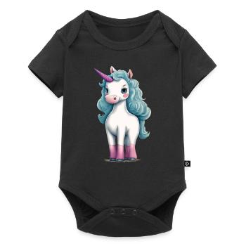 Süßes ausgefallenes Einhorn | Fantasie und Magie - Baby Premium Kurzarmbody - Schwarz - Vorne
