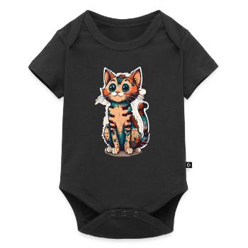 Süßes ausgefallenes Kätzchen | Liebe Katzenfreunde - Baby Premium Kurzarmbody - Schwarz - Vorne