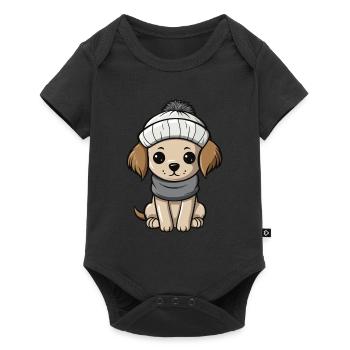 Dog Winter Animal Cute Comic - Baby Premium short-sleeve bodysuit - black - Front