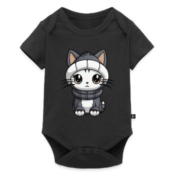 Cat Winter Animal Cute Comic - Baby Premium short-sleeve bodysuit - black - Front