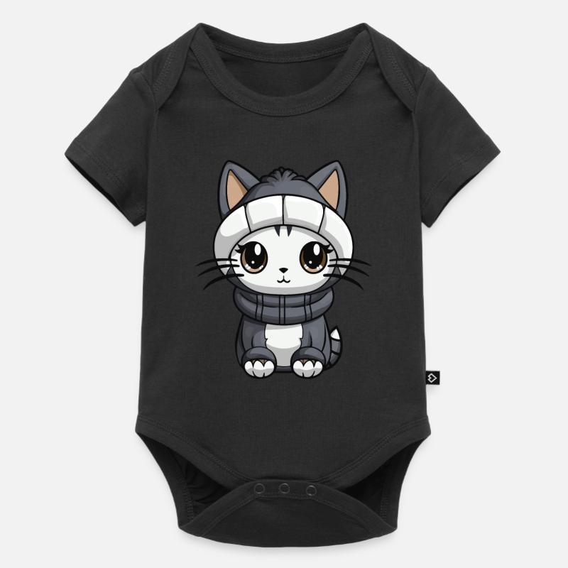 Katze Winter Tier Niedlich Comic - Baby Premium Kurzarmbody - Schwarz