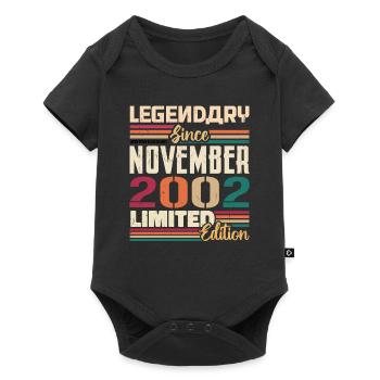 Legendär Seit November 2002 - Geschenk 2002 - Baby Premium Kurzarmbody - Schwarz - Vorne