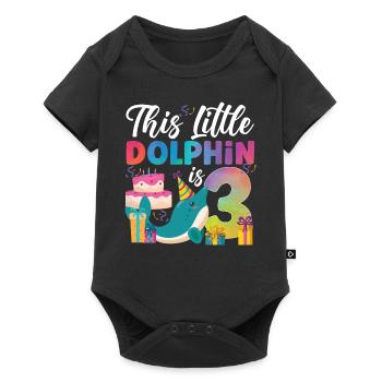 Dolphin 3rd Birthday Watercolor - Baby Premium Kurzarmbody - Schwarz - Vorne