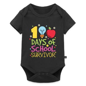 100 Days of School Survivor - 100 Days of School - Baby Premium Kurzarmbody - Schwarz - Vorne