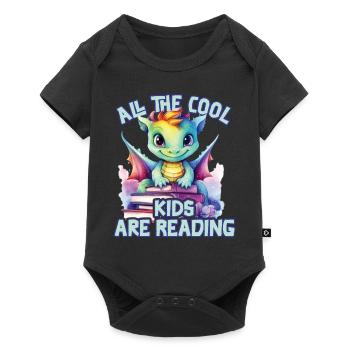 Tous les enfants cool lisent les dragons - Body à manches courtes Premium Bébé - noir - Devant