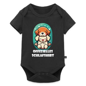 Ausgefallene Langschläfer Morgenmuffel Schlafshirt - Baby Premium Kurzarmbody - Schwarz - Vorne