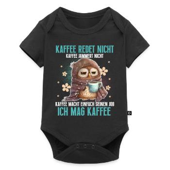 Eule Kaffee Lustiger Spruch - Baby Premium Kurzarmbody - Schwarz - Vorne