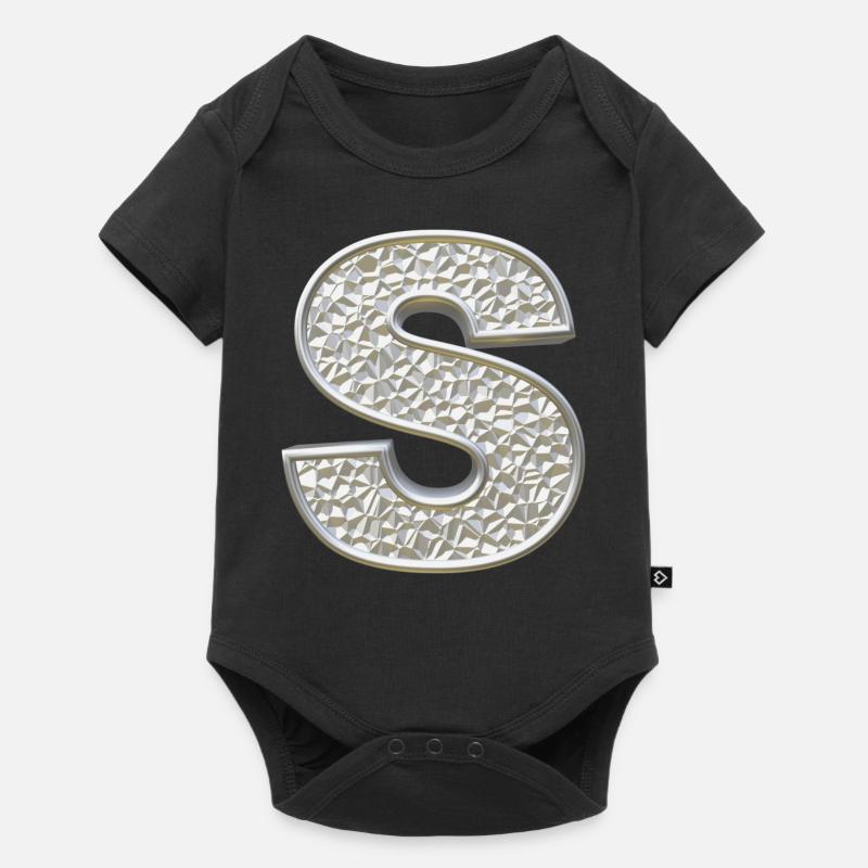 S, letter, initial, monogram, - Baby Premium Kurzarmbody - Schwarz